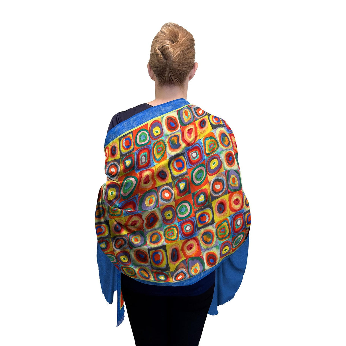 Kandinsky Circles Silk Blend Shawl – Lightweight Dressy Wrap for Women