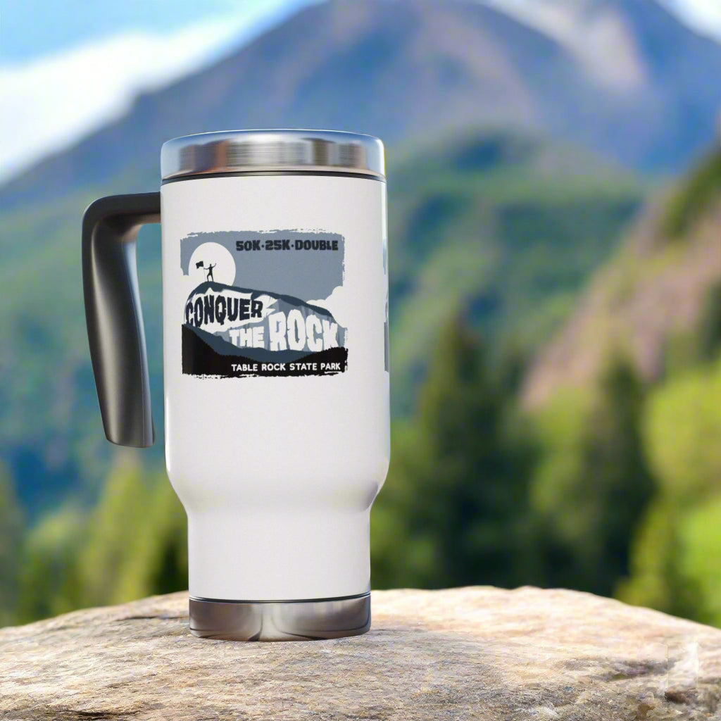 Conquer the Rock Stainless Steel Travel Mug - 14 oz with Handle