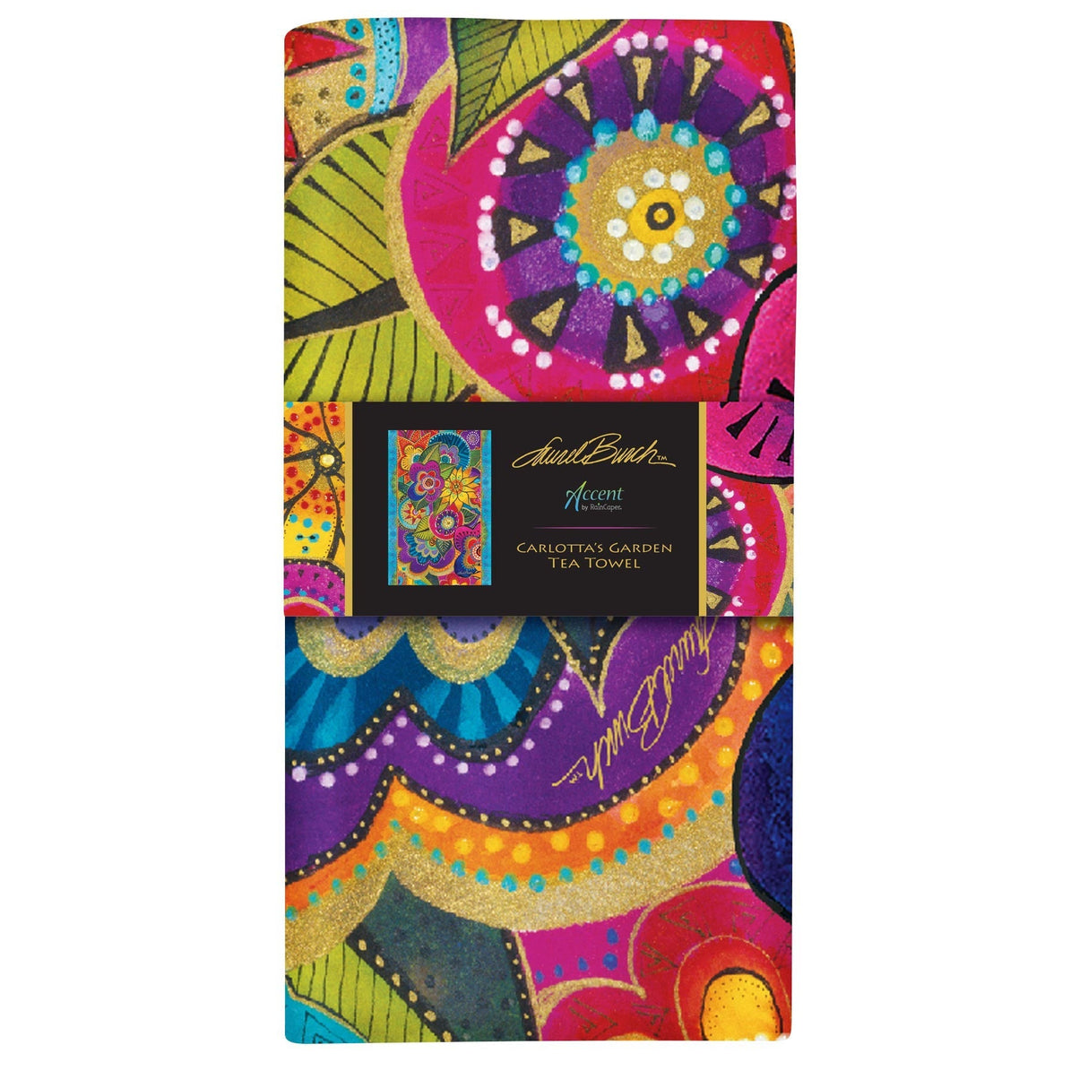 Laurel Burch Carlotta's Garden Cotton Tea Towel – Flat Weave, Absorbent