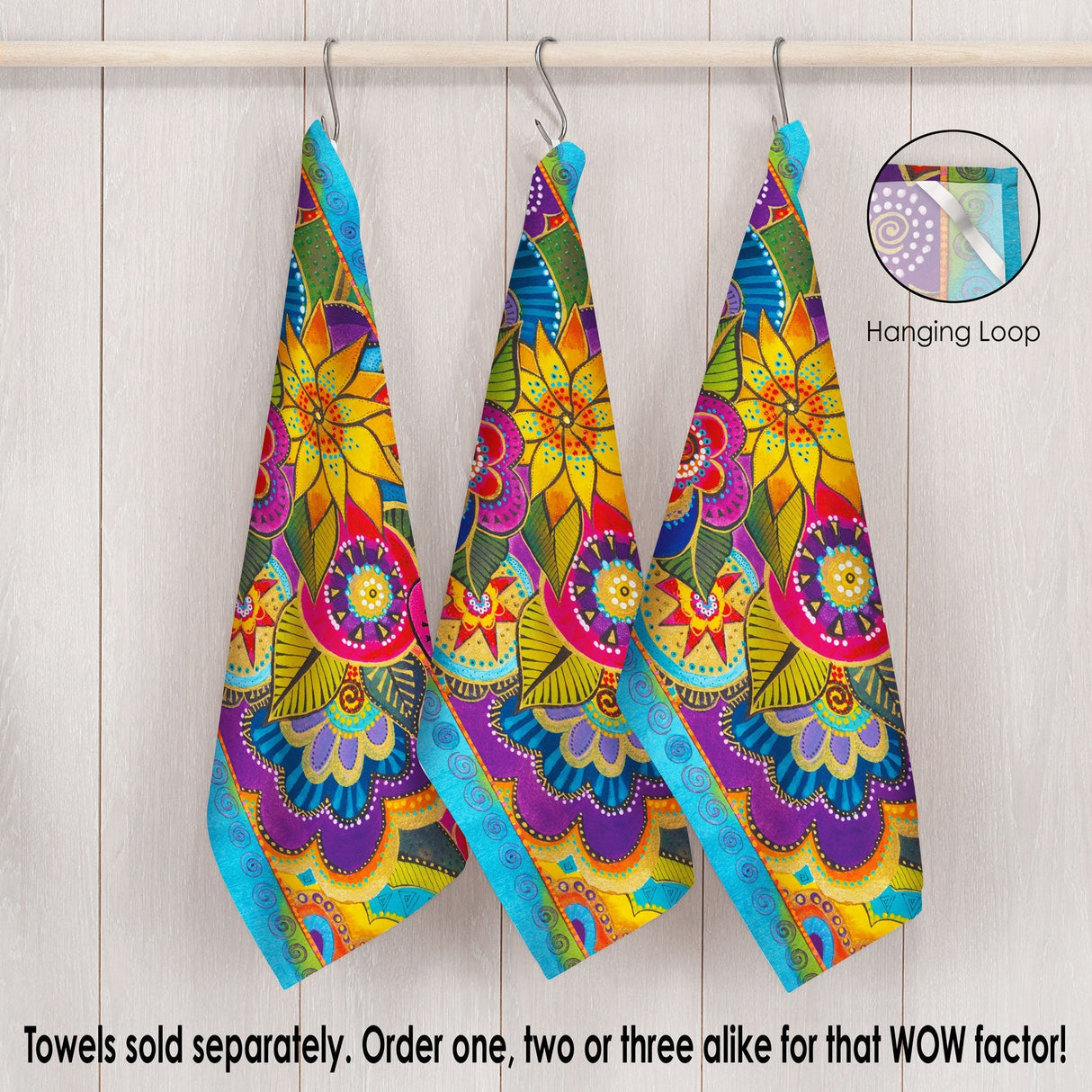 Laurel Burch Carlotta's Garden Cotton Tea Towel – Flat Weave, Absorbent