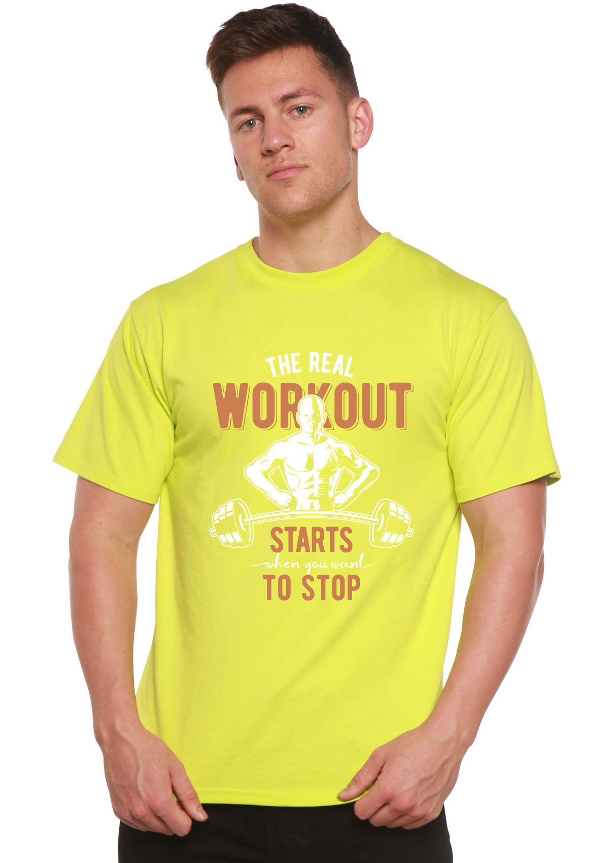 The Real Workout Men's Bamboo Viscose/Organic Cotton Short Sleeve Graphic T-Shirt