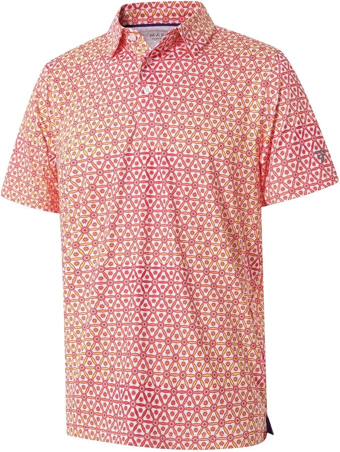 Men's Golf Polo Shirts Short Sleeve Striped Performance Moisture Wicking Dry Fit Golf Shirts for Men