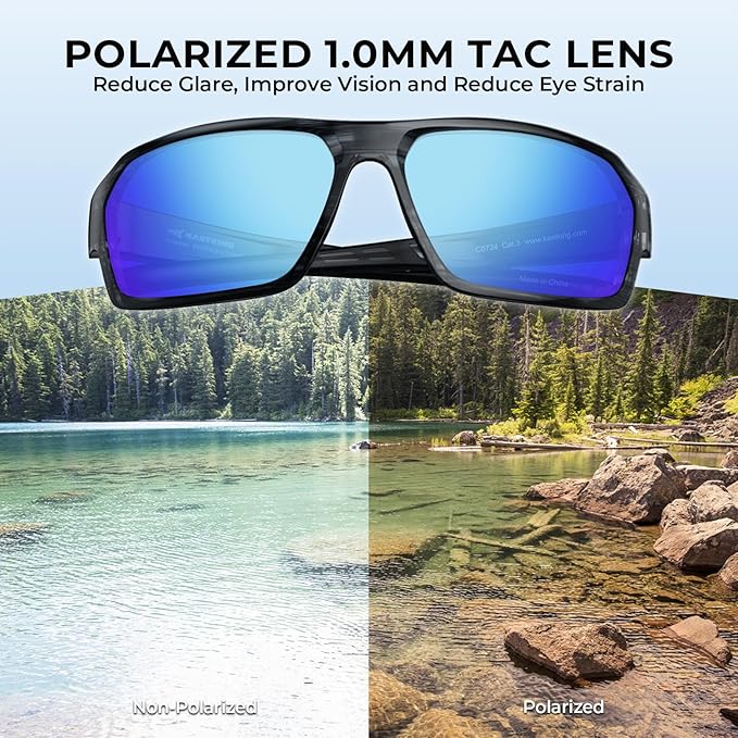 KastKing Chippewa Polarized Fishing Sunglasses, UV400 Protection Full Wrap Frame Sports Cycling Sunglasses, 1.0mm TAC Lenses