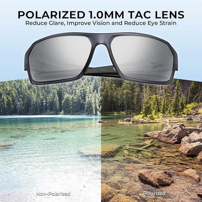 KastKing Chippewa Polarized Fishing Sunglasses, UV400 Protection Full Wrap Frame Sports Cycling Sunglasses, 1.0mm TAC Lenses