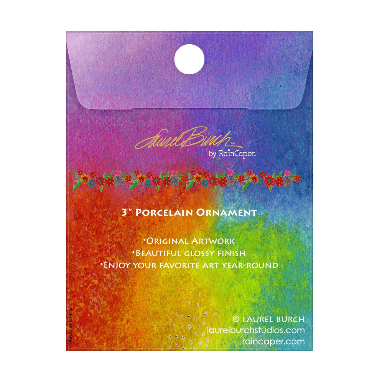 Laurel Burch Cerulean Cat Porcelain Keepsake Ornament – Flat Ceramic, Gift-Ready