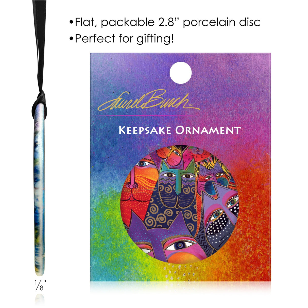 Laurel Burch Laurel Burch Fantasticats Porcelain Keepsake Ornament – Flat Ceramic, Gift-Ready