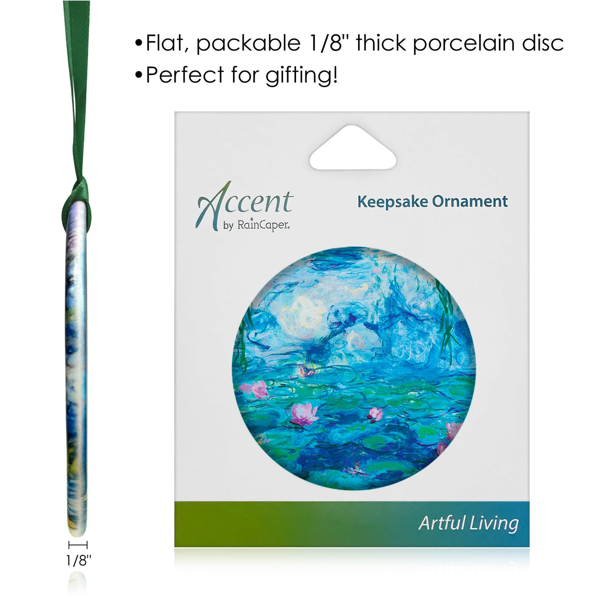 Monet "Nymphéas" Porcelain Keepsake Ornament – Flat Ceramic, Gift-Ready