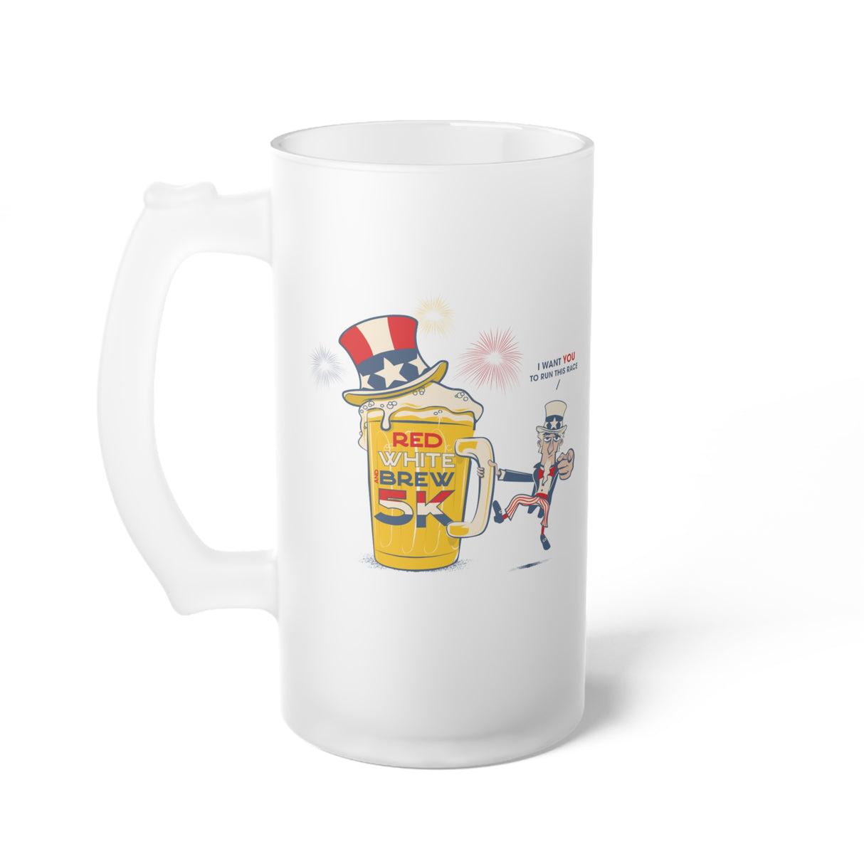 Red White & Brew 5K Frosted Glass Beer Mug - 16 oz