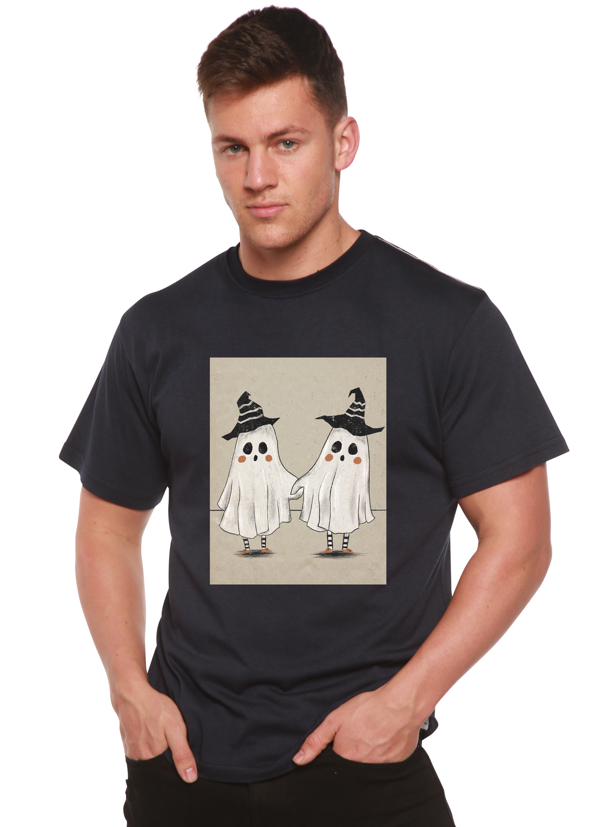 Cute Ghost Men's Bamboo Viscose/Organic Cotton Short Sleeve Graphic T-Shirt