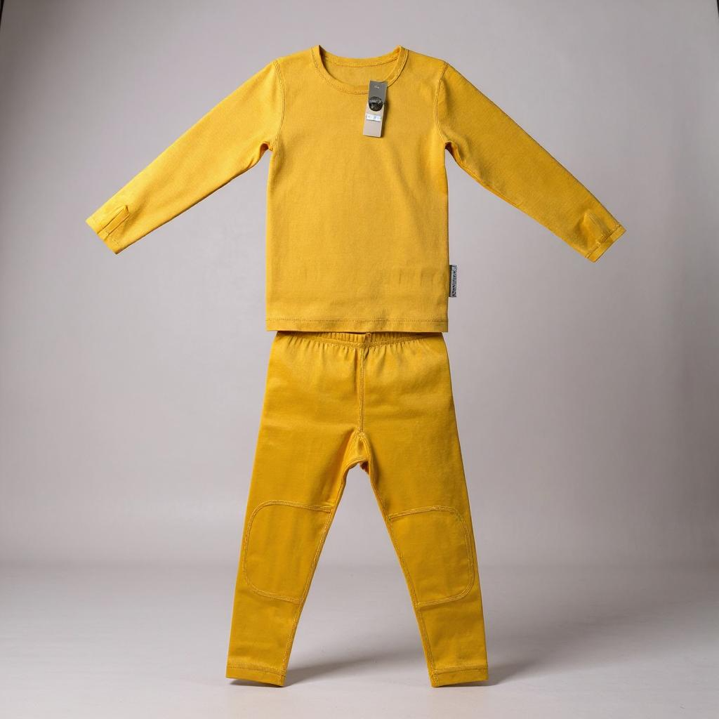 Premium Kids 100% Merino Wool Baselayer - Ultra-Soft thermal Underlayer - Mustard