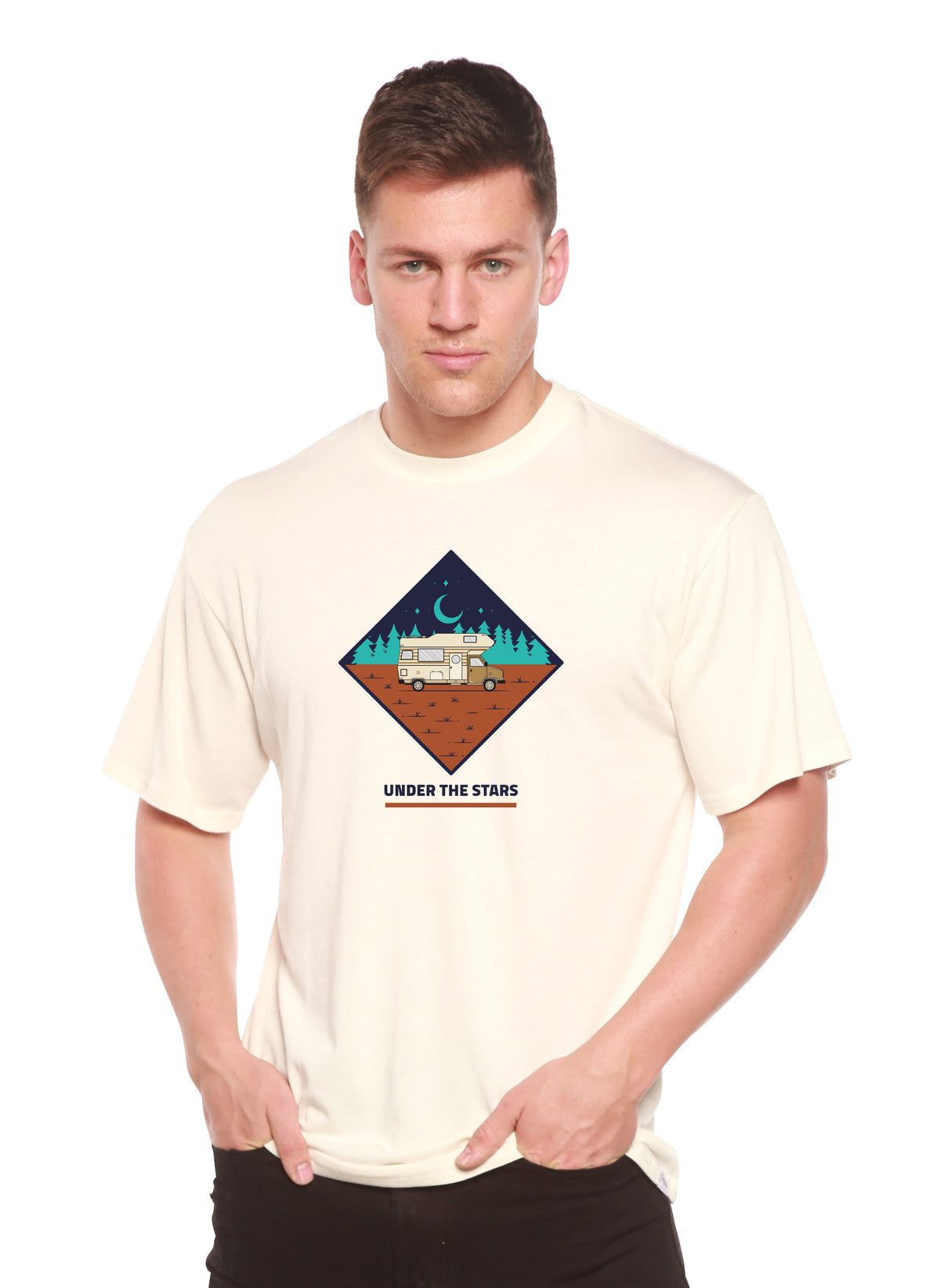 Under The Stars Men's Bamboo Short Sleeve Printed T-Shirt