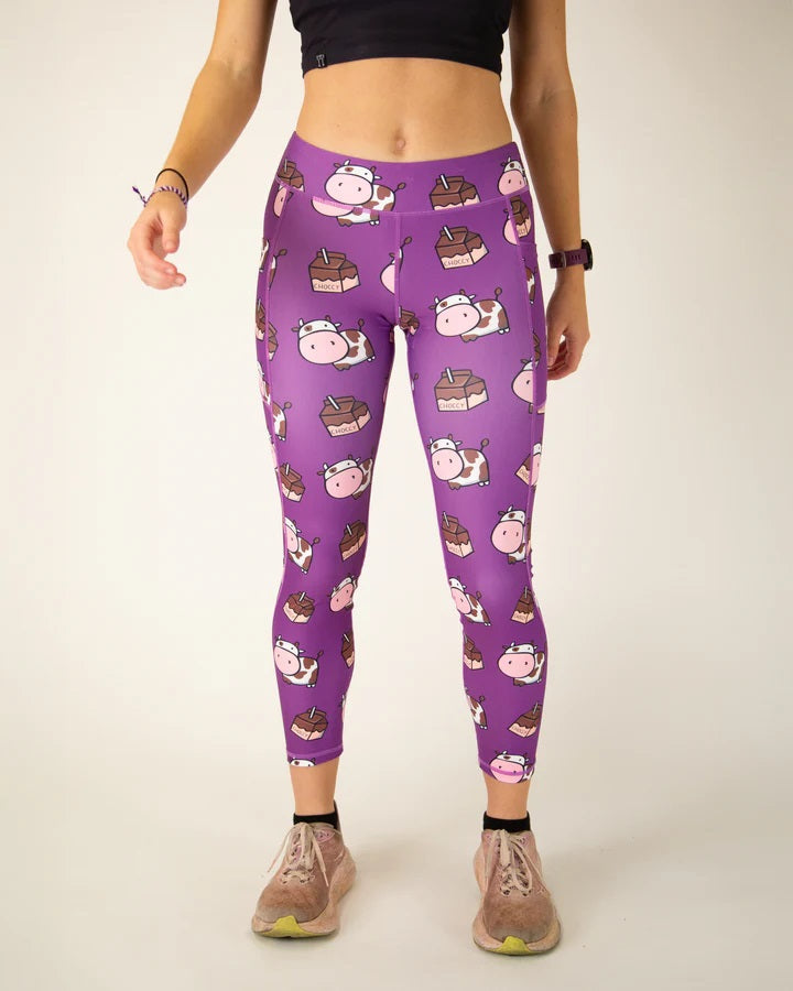 Women's Choccy Cows Leggings (Purple) XS S M L XL