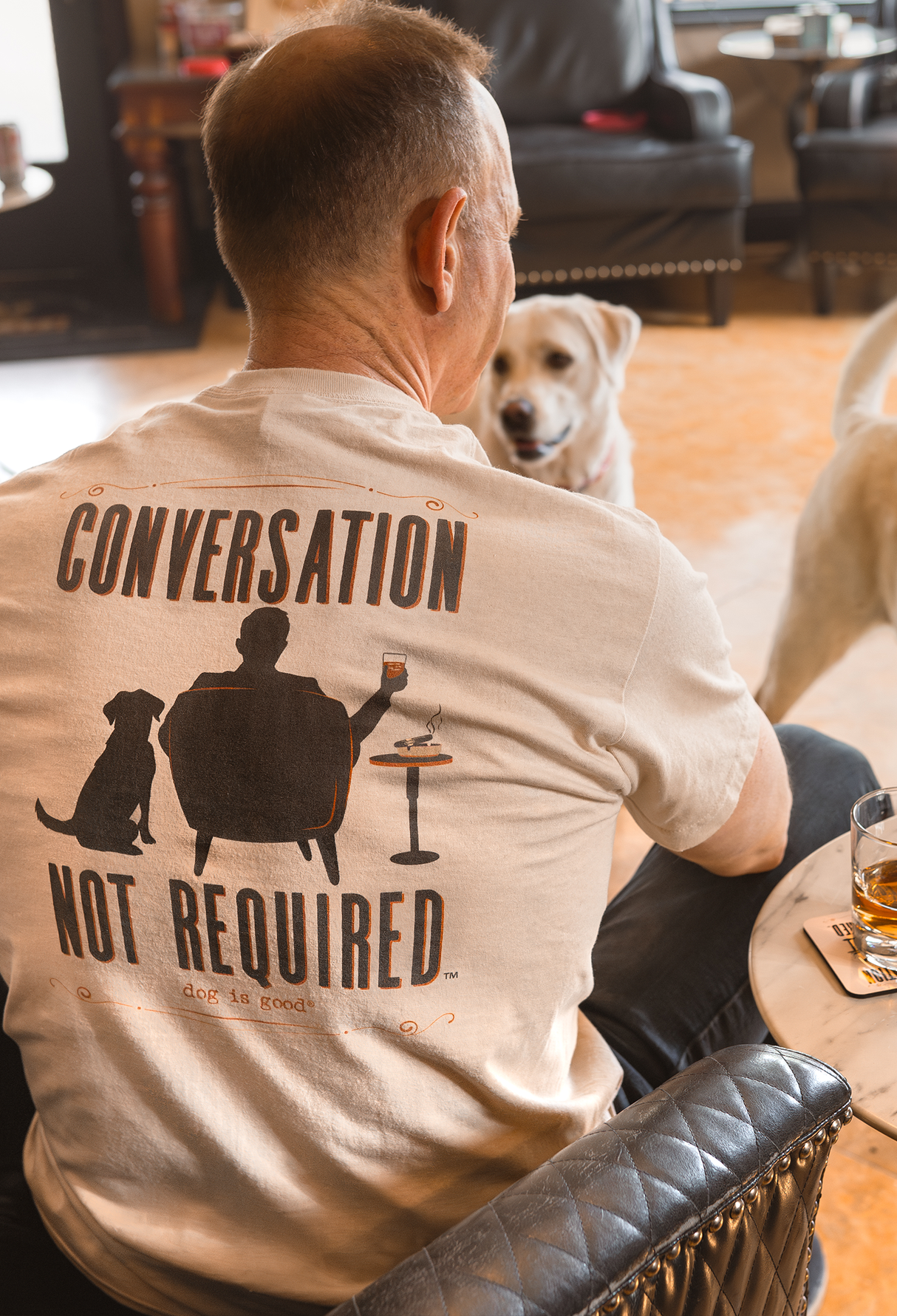 T-shirt: Conversation Not Required, Whiskey (Tan)