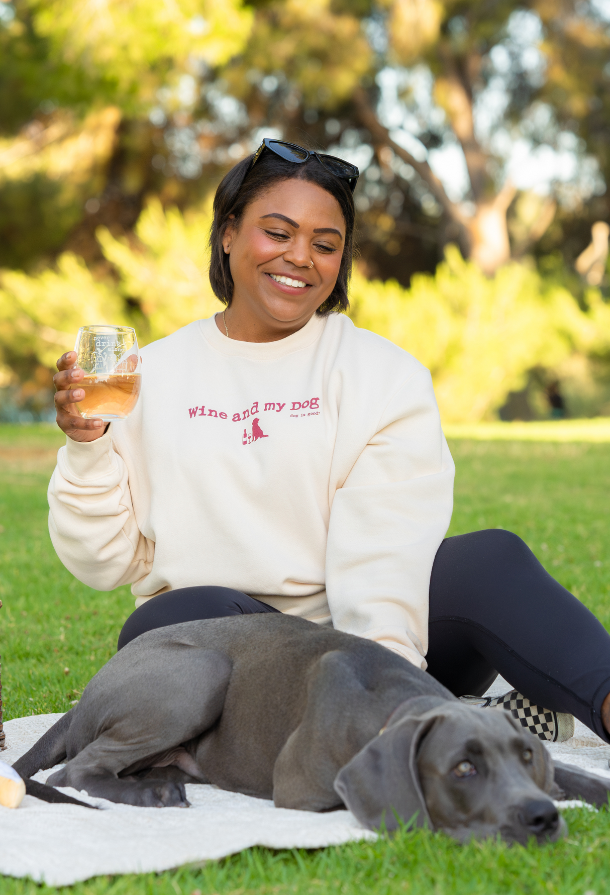 Crew Neck Fleece: Wine & My Dog