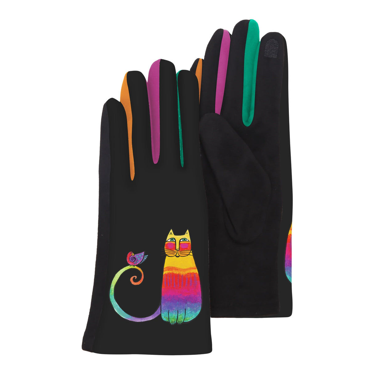 Laurel Burch "Rainbow Cat" Womens Touch Screen Gloves - One Size Fits All