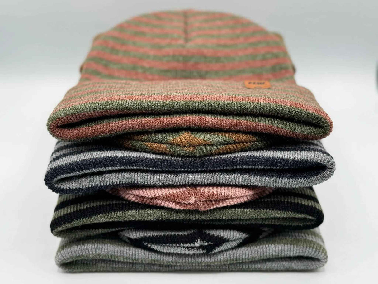HAAKWEAR Classic RORO Cuffed Beanie / Hat - Burgundy / Green, Made in USA