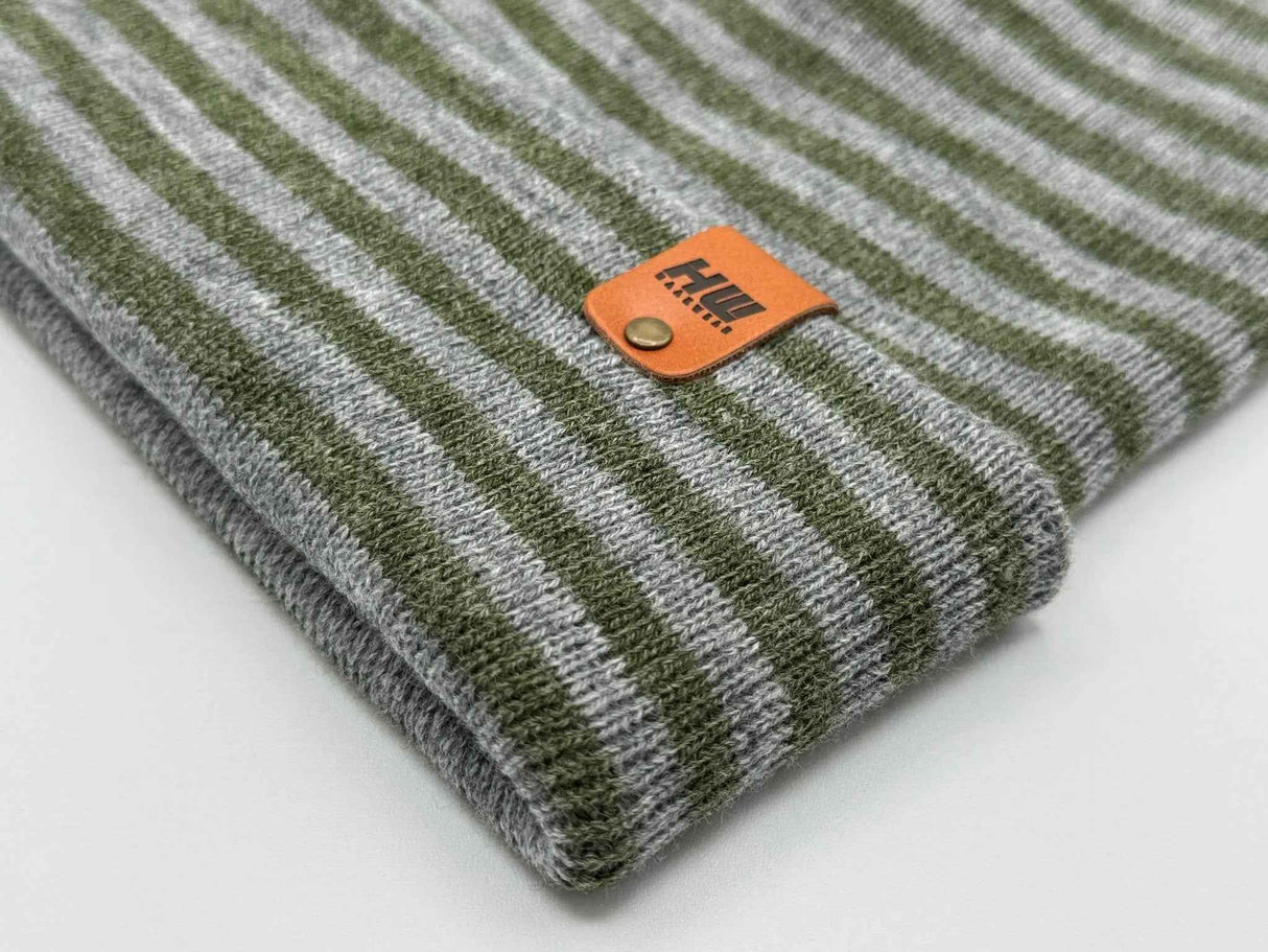 HAAKWEAR Classic RORO Cuffed Beanie / Hat - Gray / Green, Made in USA