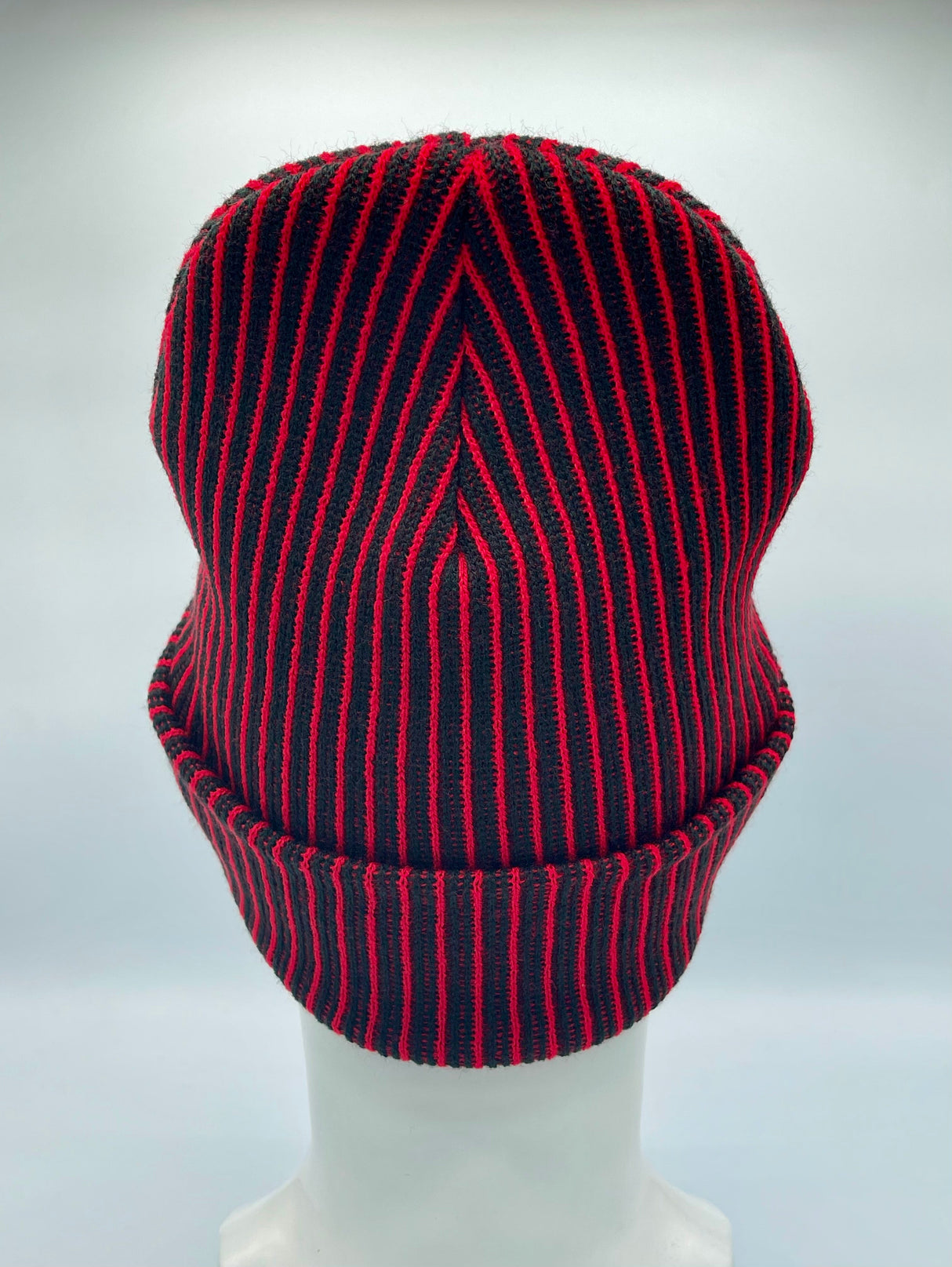HAAKWEAR Cuffed Wide Ribbed Striped Beanie / Hat, Black / Red, Limited Edition - Made in USA
