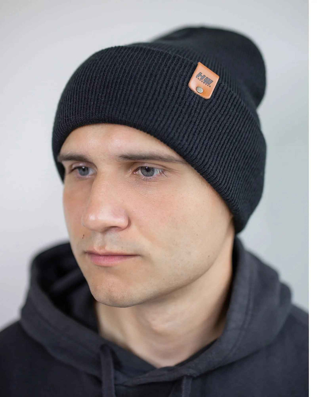 HAAKWEAR Beanie Made in USA - Classic Charcoal Black Knit Cuffed Hat