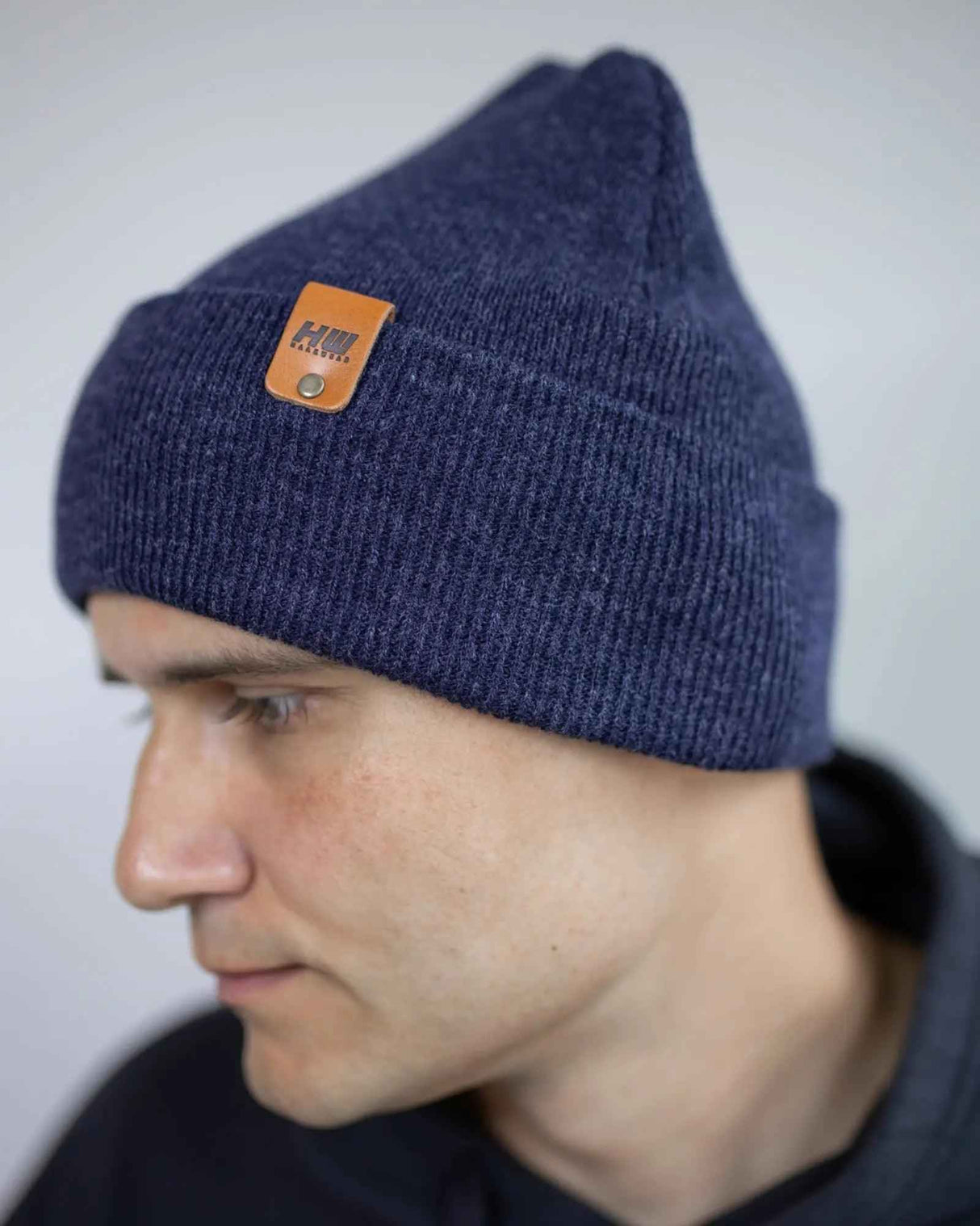HAAKWEAR Denim Blue Knit Beanie - Cuffed Classic Hat, Made in USA