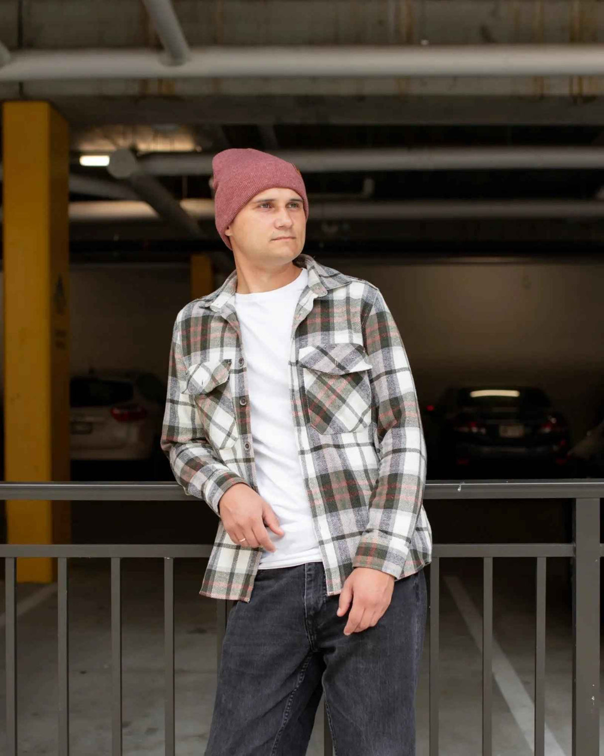 HAAKWEAR Knit Beanie - Cuffed Classic Hat in Rusty Burgundy, Made in USA