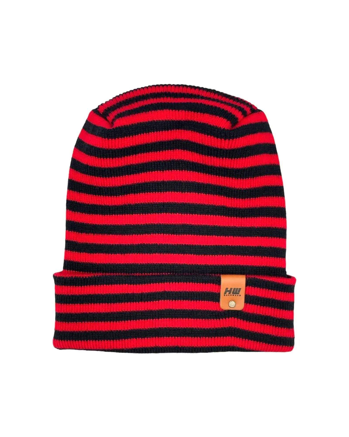 HAAKWEAR H Stitch RORO Cuffed Beanie (Patent Pending Design) Black / Red, Made in USA