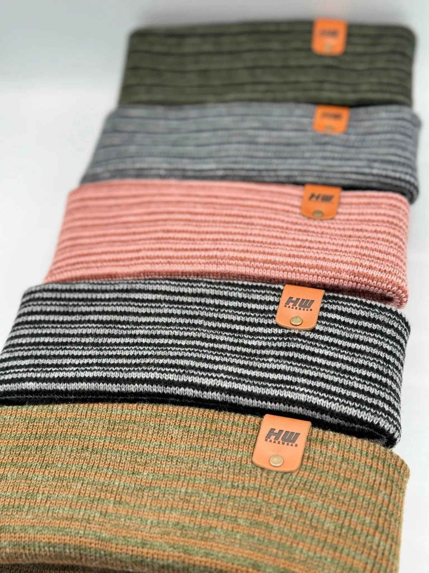 HAAKWEAR Traditional Contrast Cuffed Beanie Hat - Brown / Green, Made in USA