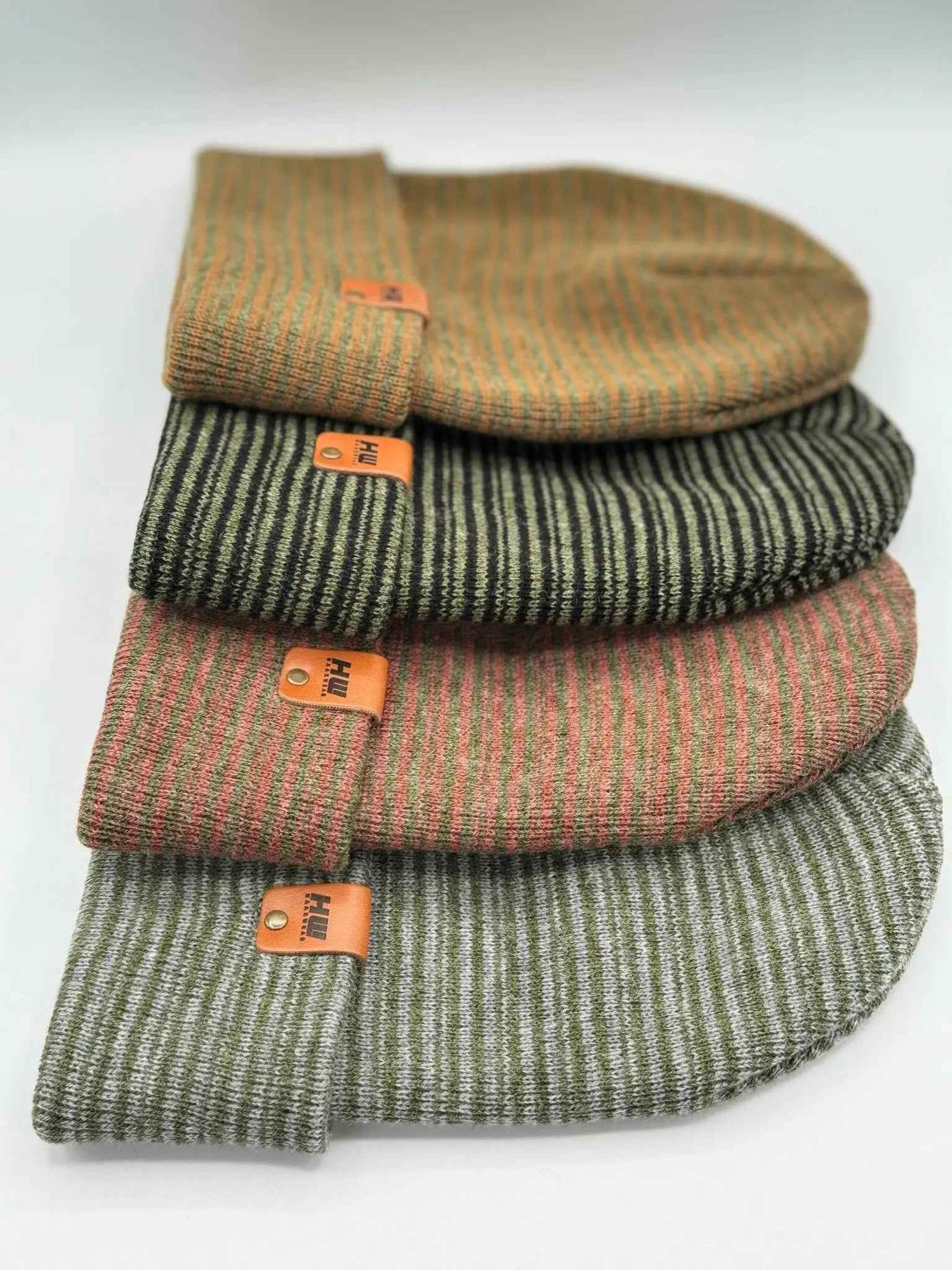 HAAKWEAR Traditional Contrast Cuffed Beanie / Hat - Gray / Green, Made in USA