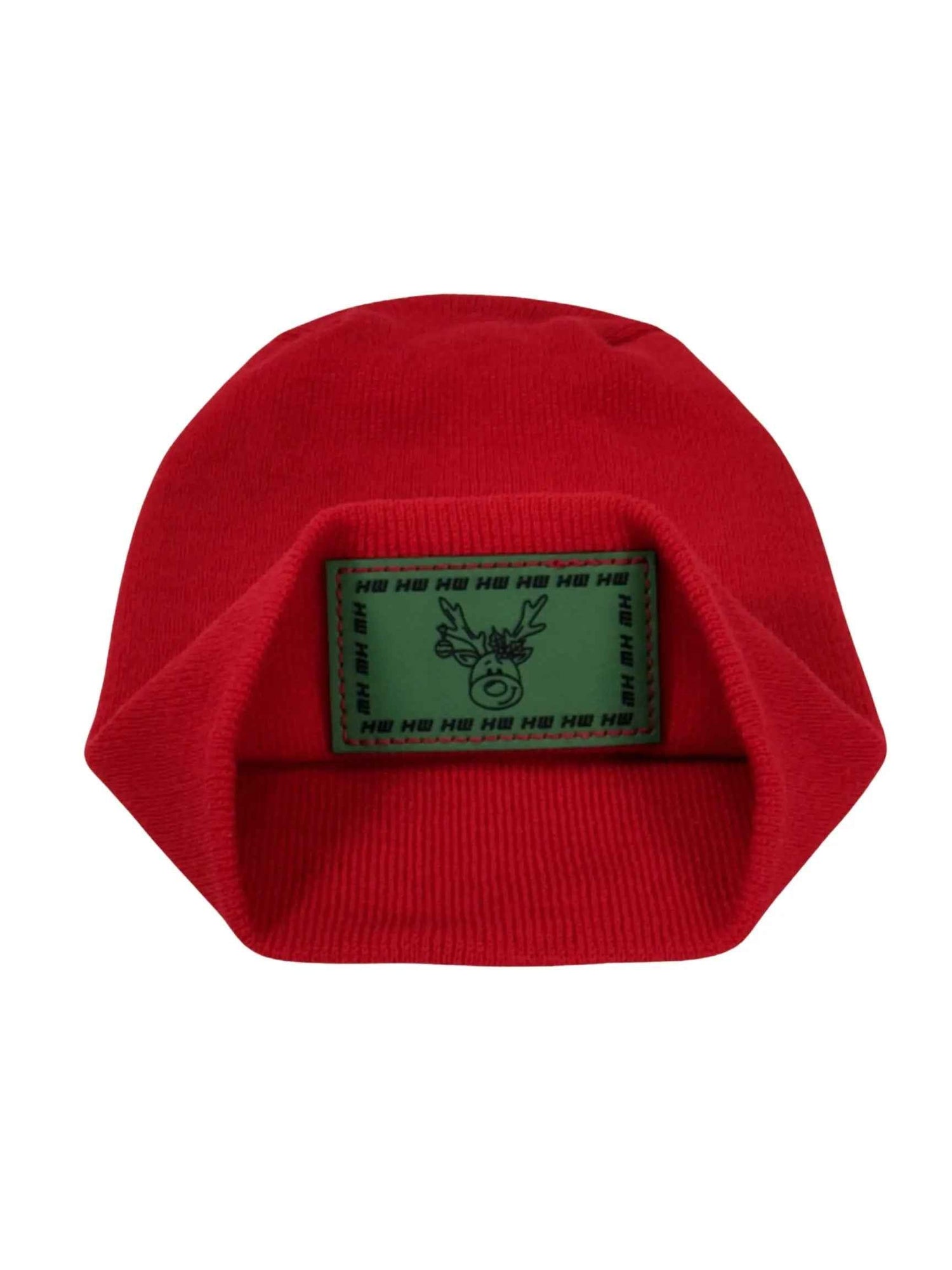 Haakwear Exclusive Christmas Reindeer H-Stitch Beanie - Limited Edition, Christmas Hat Collection, RED