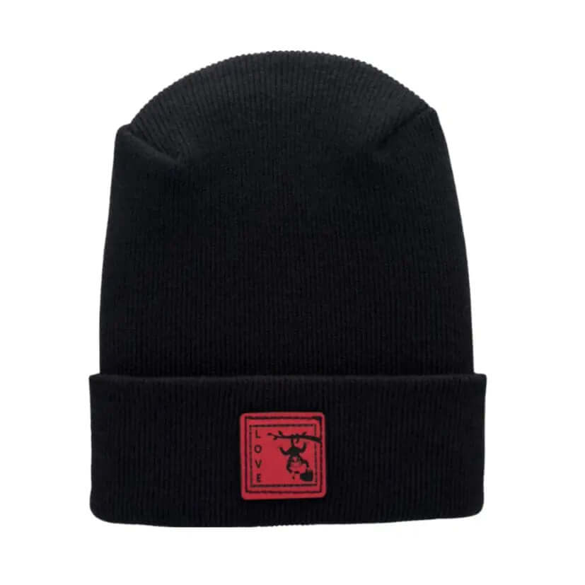 Haakwear Exclusive Love-Inspired H-Stitch Beanie – Limited Edition  Black Hat with Love Monkey