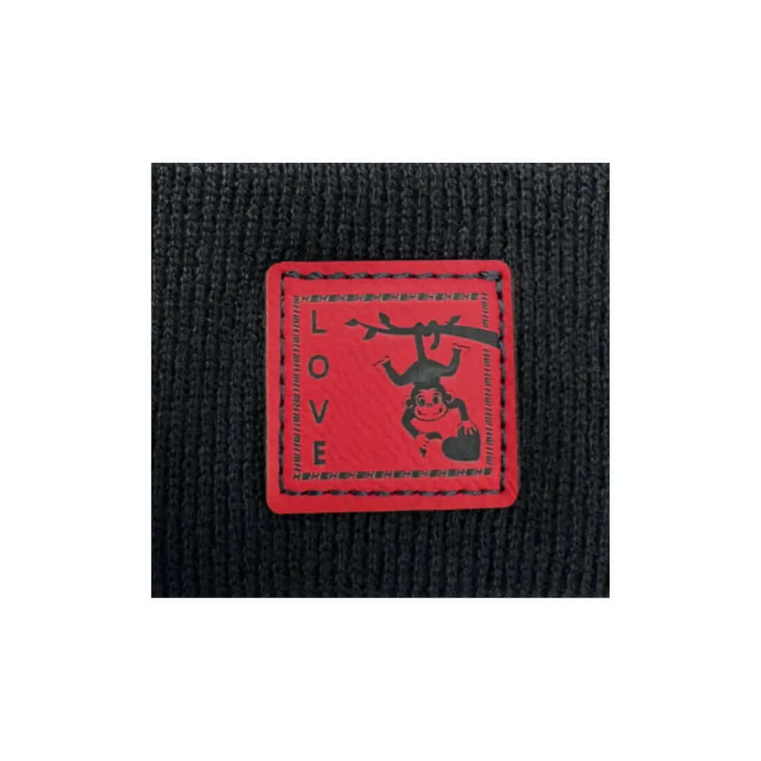 Haakwear Exclusive Love-Inspired H-Stitch Beanie – Limited Edition  Black Hat with Love Monkey