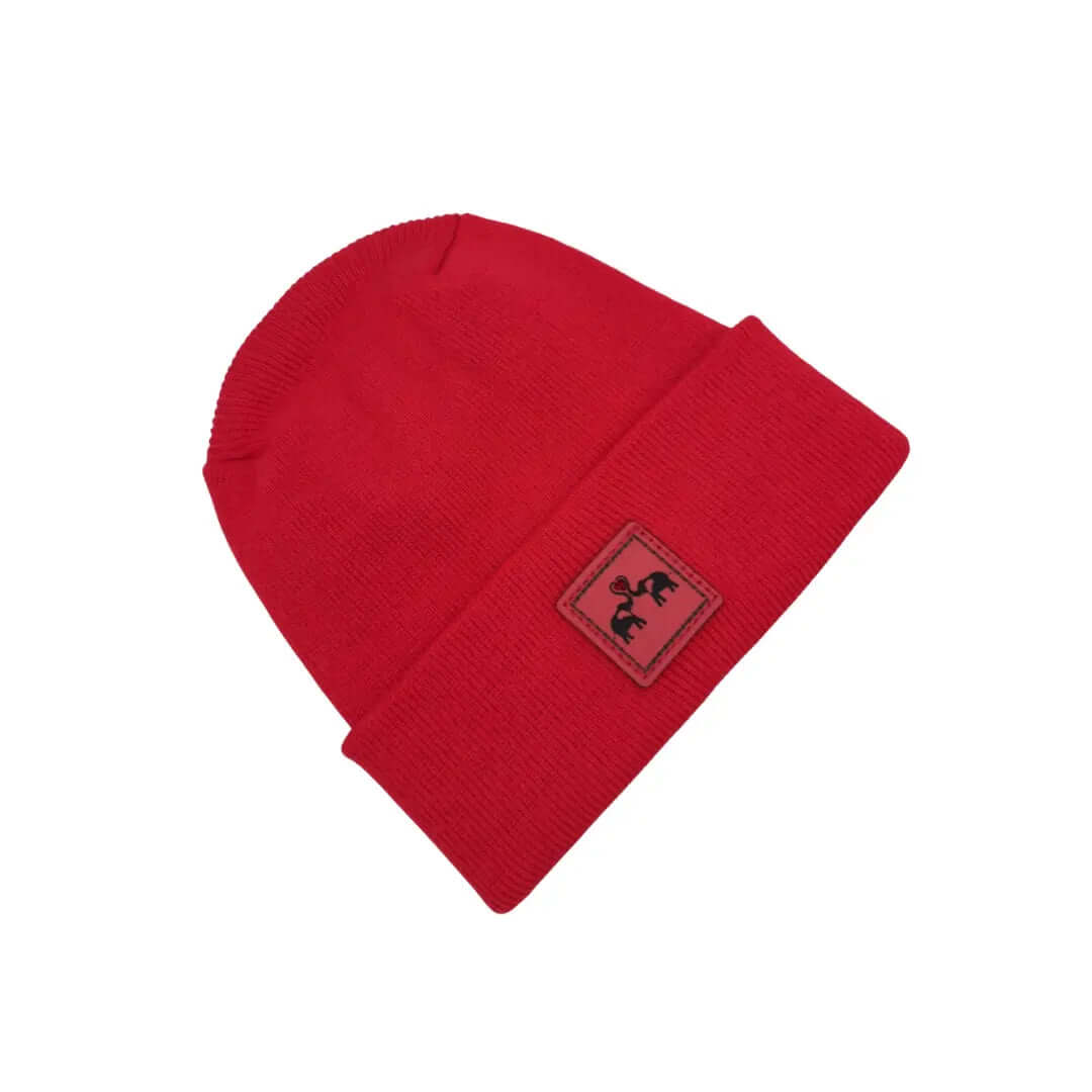 Love-Inspired H-Stitch Beanie – Scarlet Red Elelove Elephants