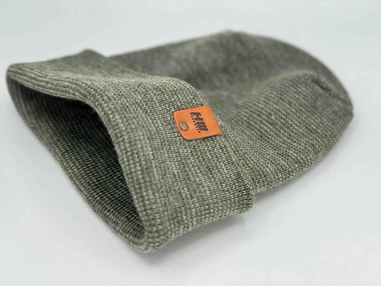 Haakwear H Stitch Fusion Cuffed Beanie / Hat (Patened Design) Gray / Green, Made in USA