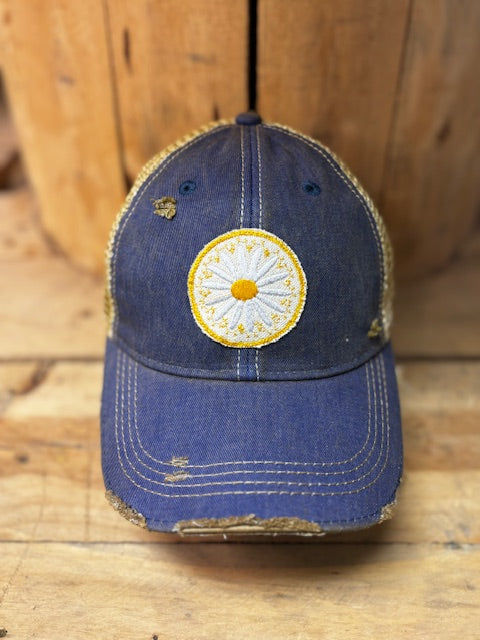 Daisy Distressed Mesh Snapback Baseball Cap