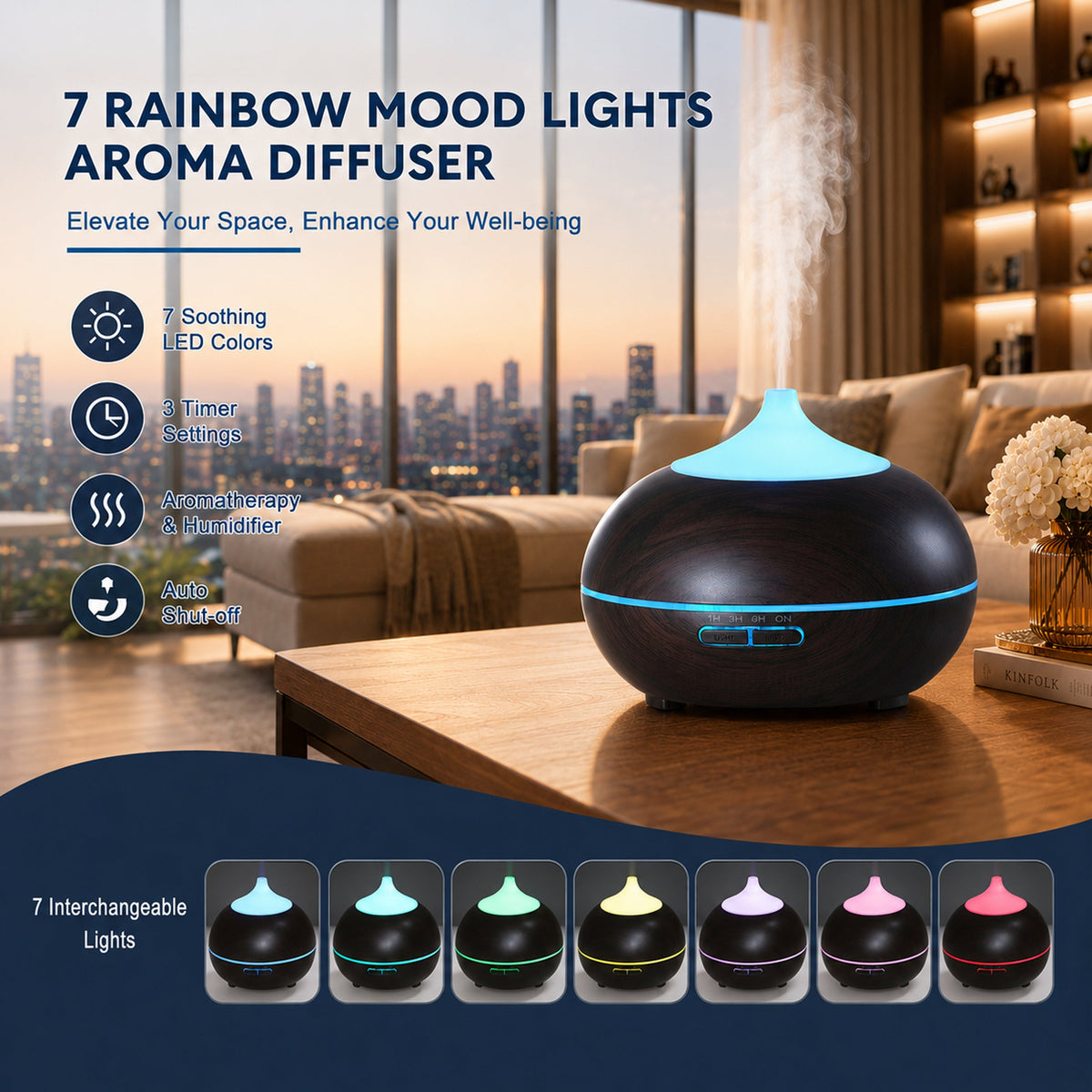 Carepeutic Aroma Essential Oil Diffuser with Black Wood Grained Style