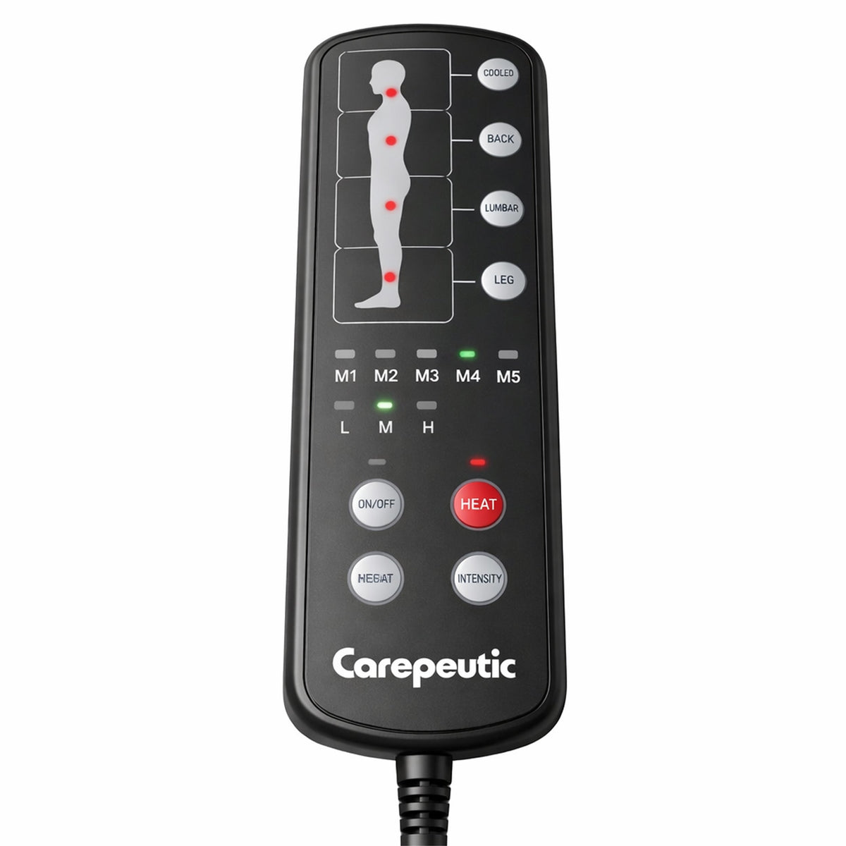 Carepeutic Targeted Zone Deluxe Full Body Massage Mat with Heat, Back Massager with 10 Vibration Motors, 4 Heating Zones, Raise-up Pillow, Foldable Relaxation Pad with 3 Selective Intensities