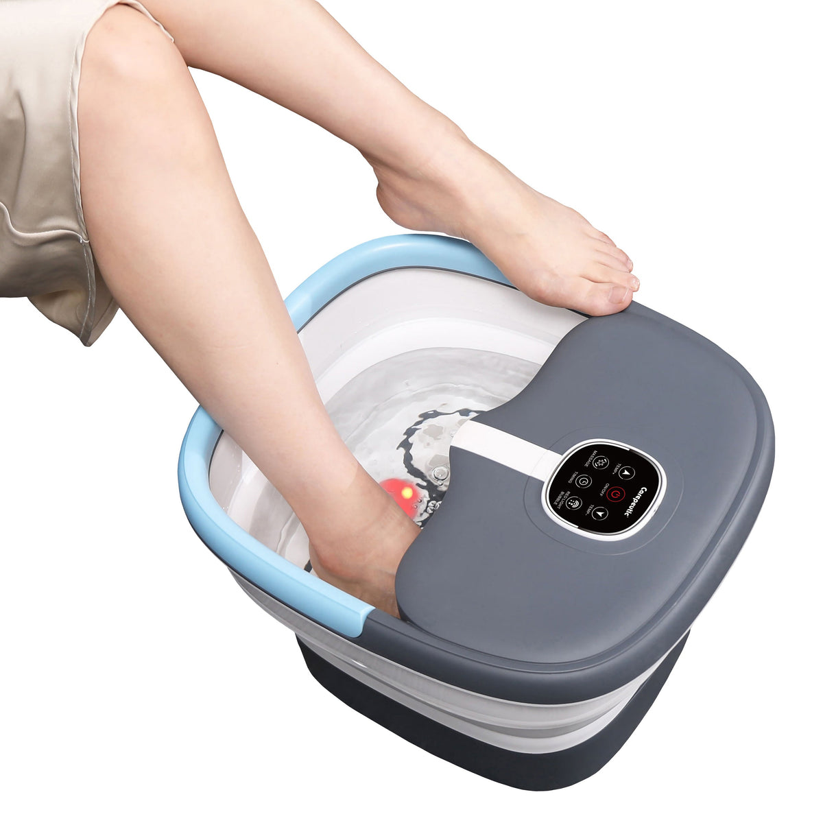 Carepeutic Foldaway Deluxe Foot Spa and Bathing Massager with Red Light and Bubble Therapy