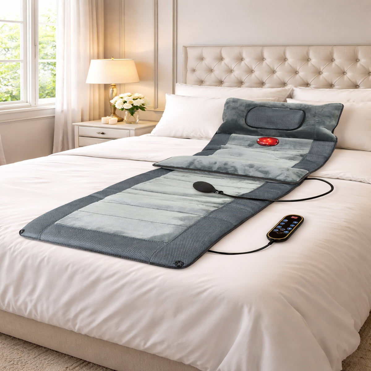 Carepeutic Luxury Comfort Full Body Massage Mat with Heat, 10 Vibrating Motors, Kneading Massage for Head, Deep Tissue Massage for Back, Neck and Legs Relaxation at Home or Office