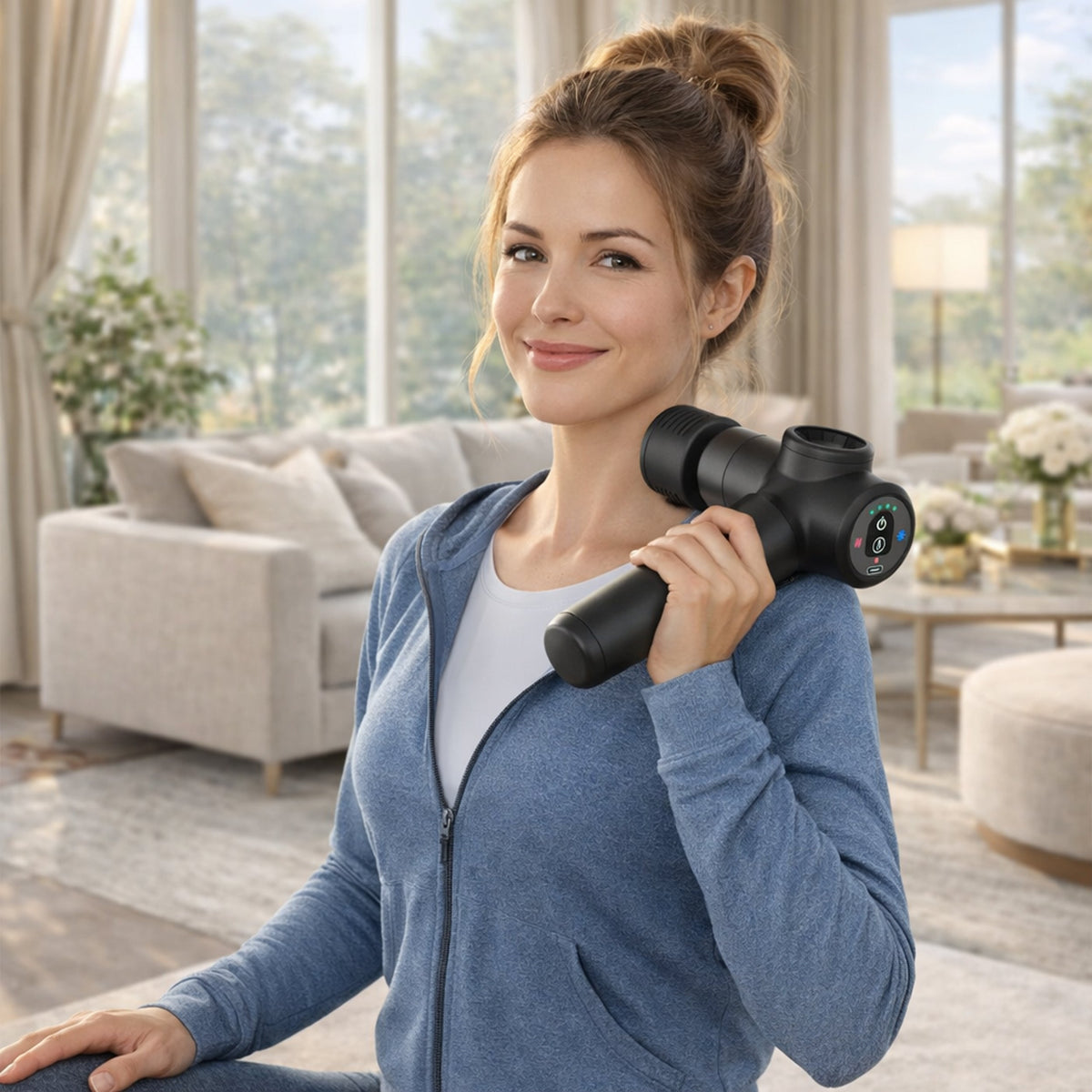 Carepeutic Cordless Heat or Cold Massage Gun, Deep Tissue Back Massage for Athletes for Pain Relief, Percussion Massager with 4 Massages Heads