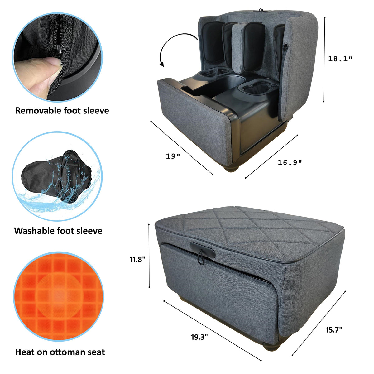 Carepeutic Foldable Ottoman Shiatsu Foot and Leg Massage Machine