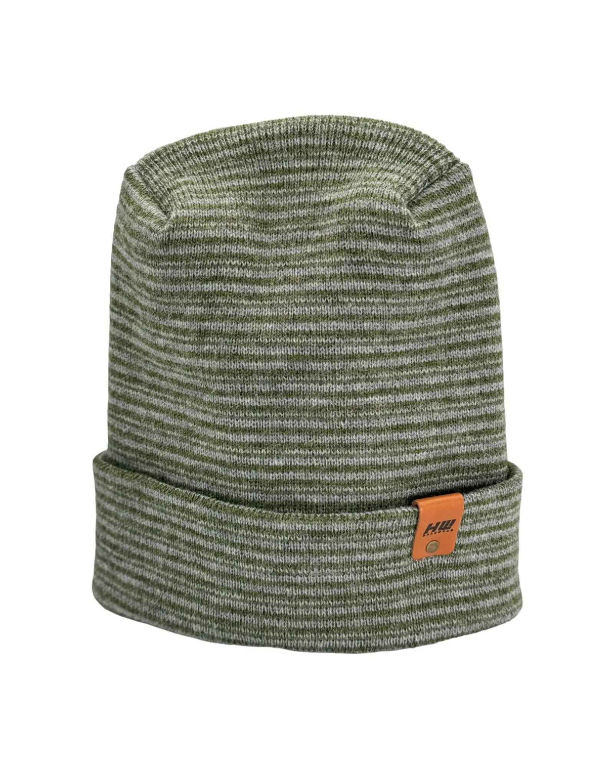 H-Stitch Contrast Cuffed Beanie – Gray/Green | Made in USA | Trending Designer Winter Hat 2025