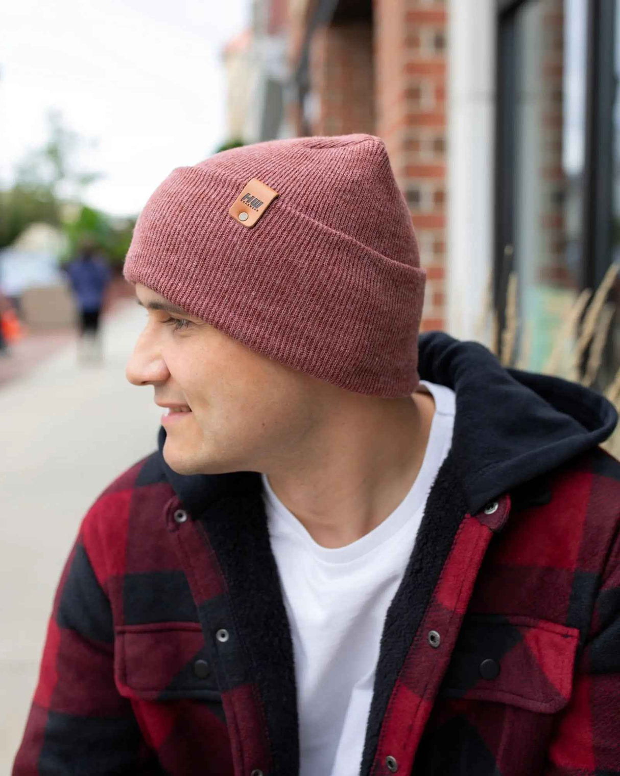 NEW HAAKWEAR H-Stitch Cuffed Beanie - Designed and Made in USA (Patented Design) - Rusty Burgundy