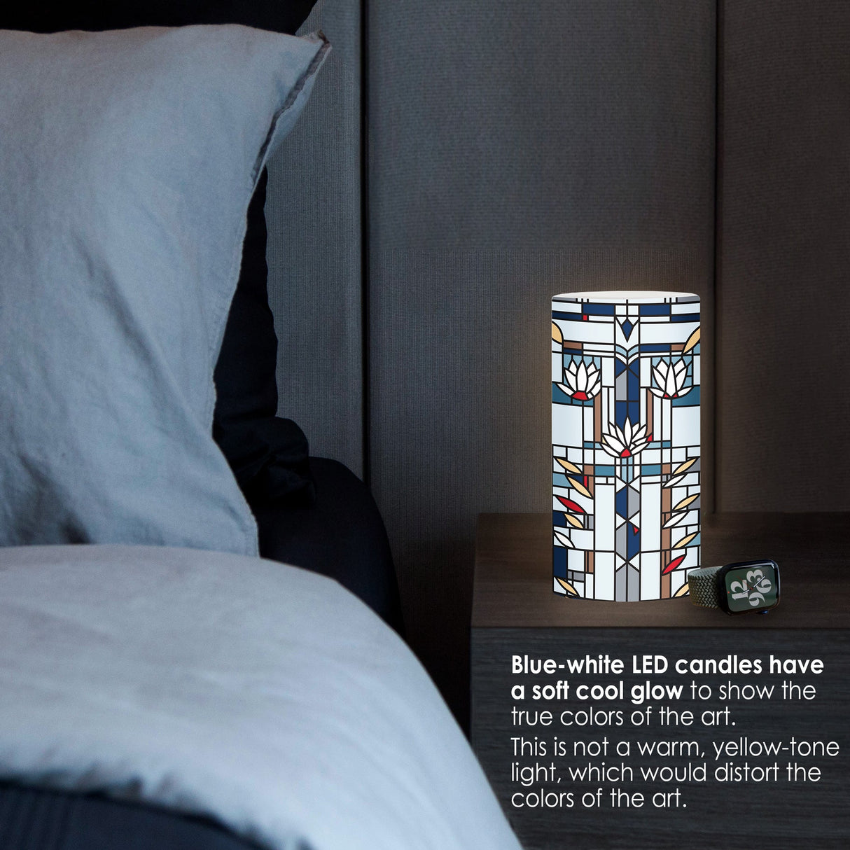 Frank Lloyd Wright Waterlilies 6" LED Candle – Battery Operated, Flickering