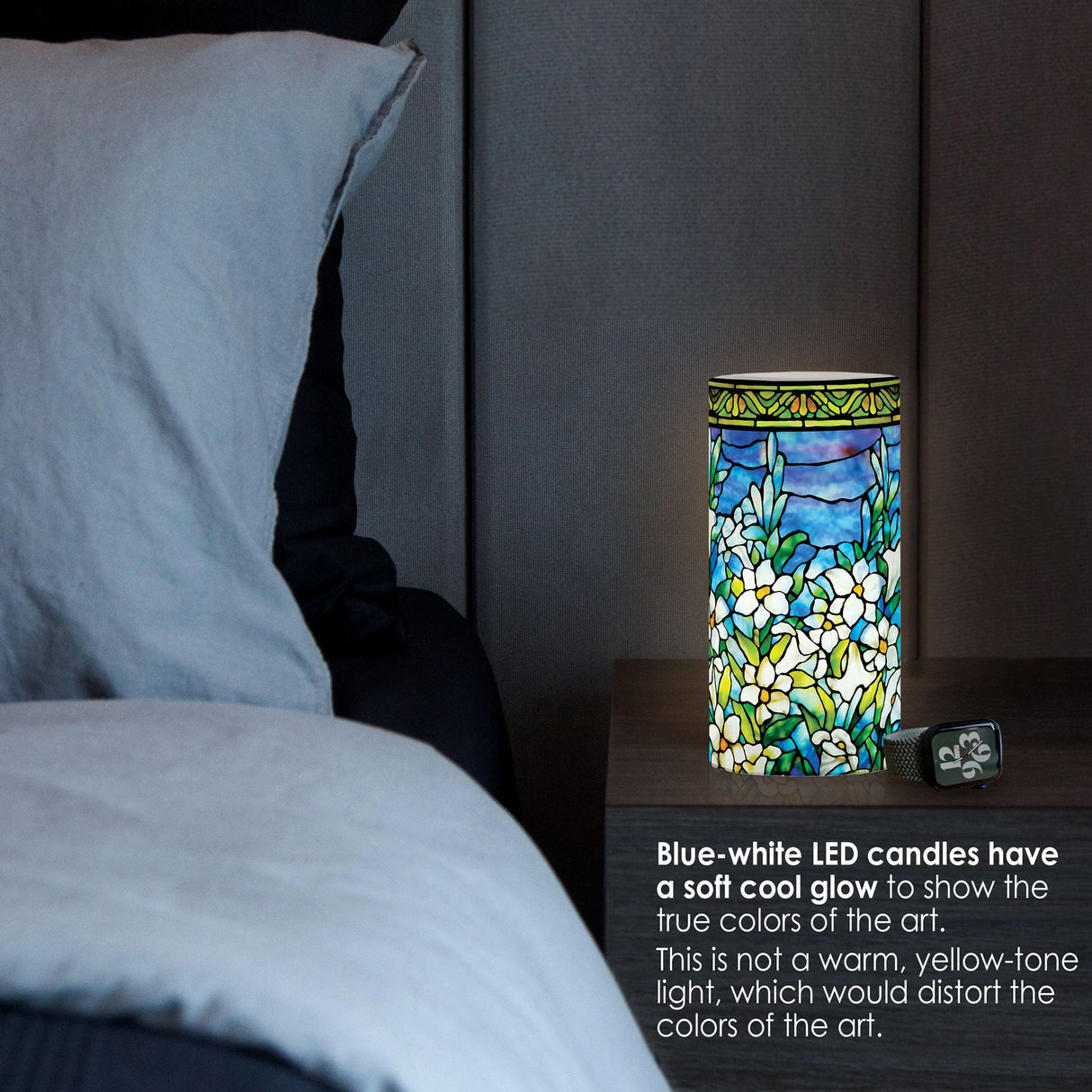 Tiffany Field of Lilies 6" LED Candle – Battery Operated