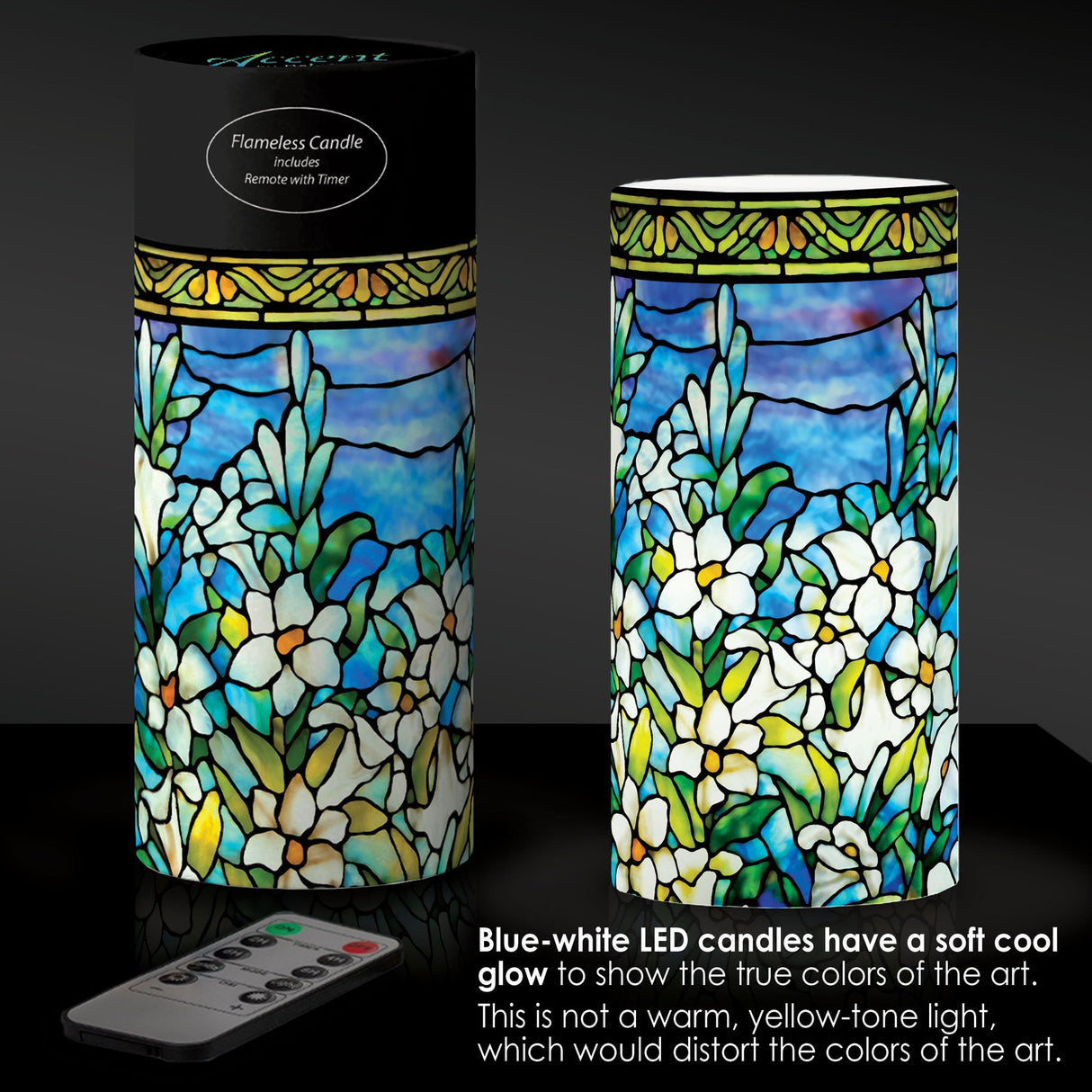 Tiffany Field of Lilies 6" LED Candle – Battery Operated