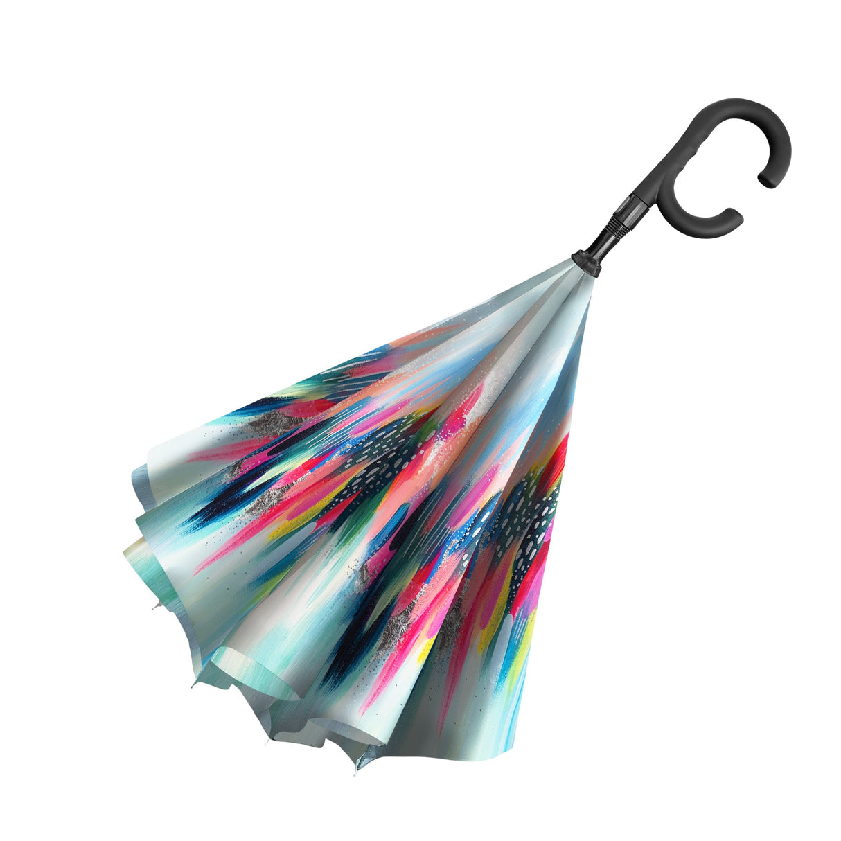 EttaVee Brush Strokes 103 Reverse Inverted Umbrella – Hands-Free, Windproof Design
