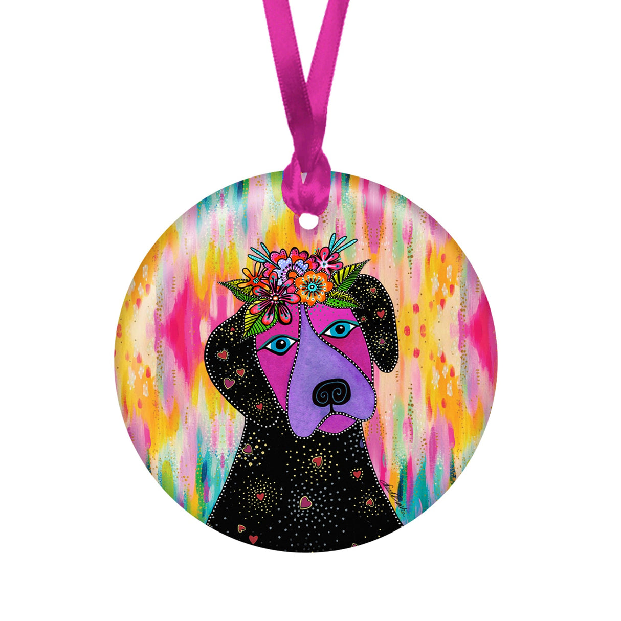 Laurel Burch Violet Dog Porcelain Keepsake Ornament – Flat Ceramic, Gift-Ready