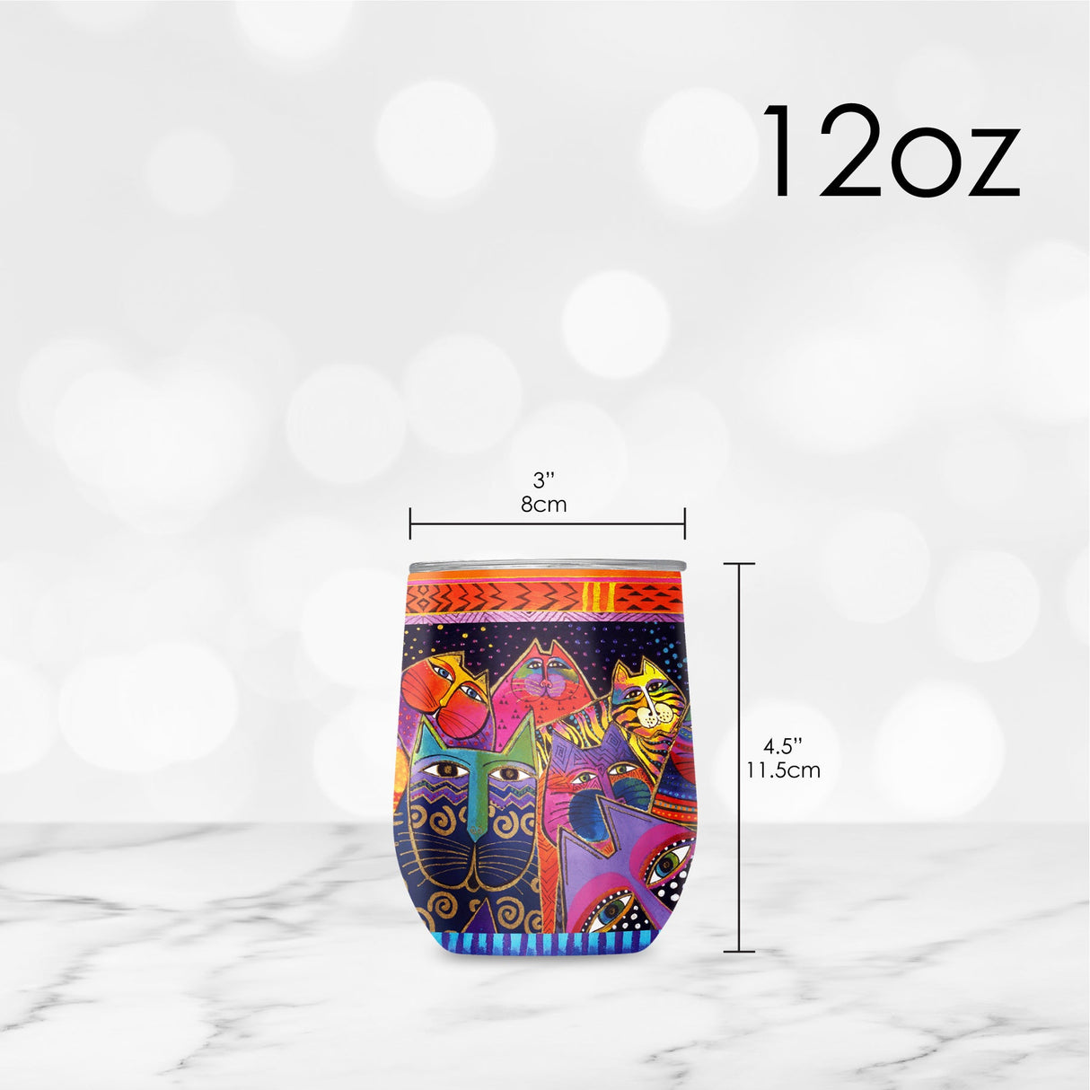 12 oz Stemless Wine Tumbler - Laurel Burch "Fantasticats"