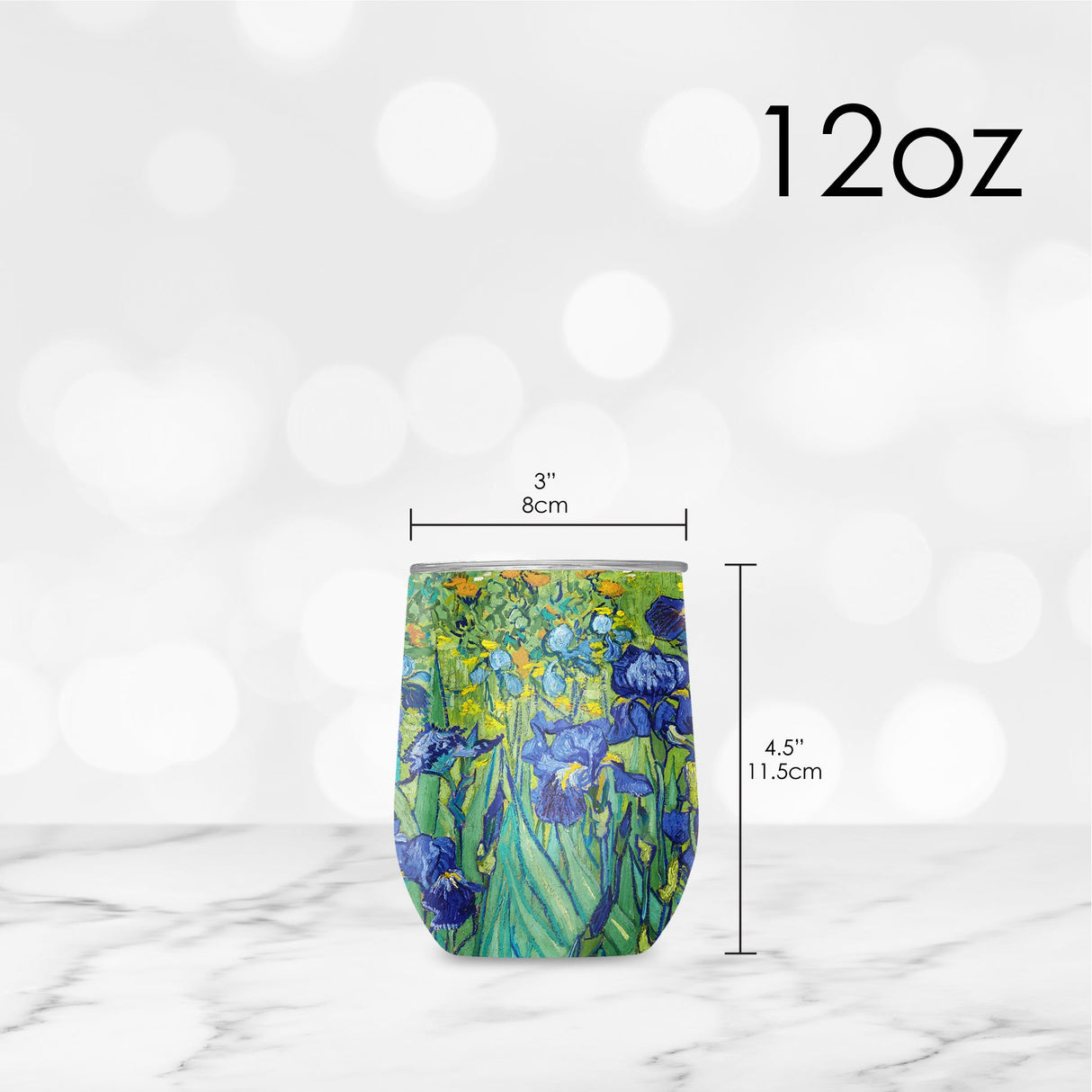 12 oz Stemless Wine Tumbler - van Gogh "Irises"