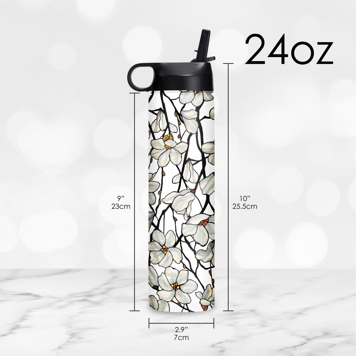 24 oz Water Bottle - Tiffany "Magnolia"